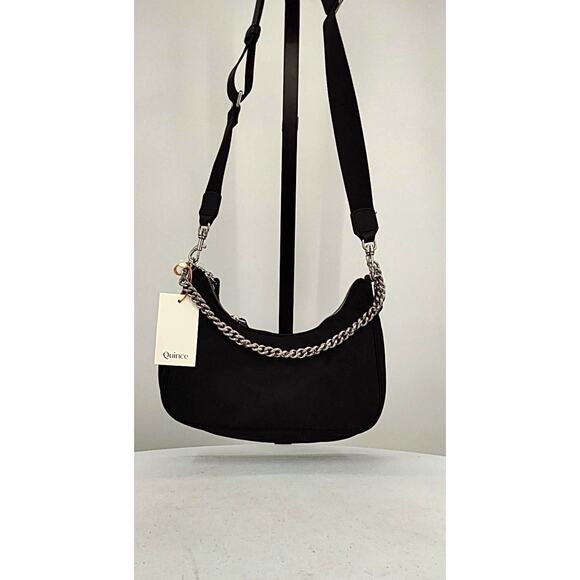 New! Quince Women's Crescent Nylon Shouldr Bag with Optional Straps Black - Picture 8 of 8